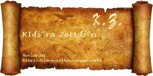 Klára Zoltán névjegykártya